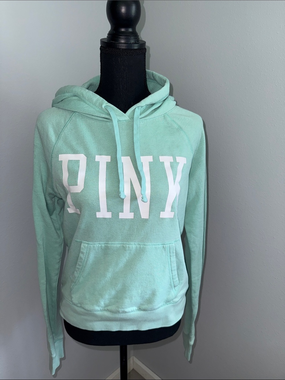 PINK Victoria's Secret Mint Green Pullover Hoodie with White Logo